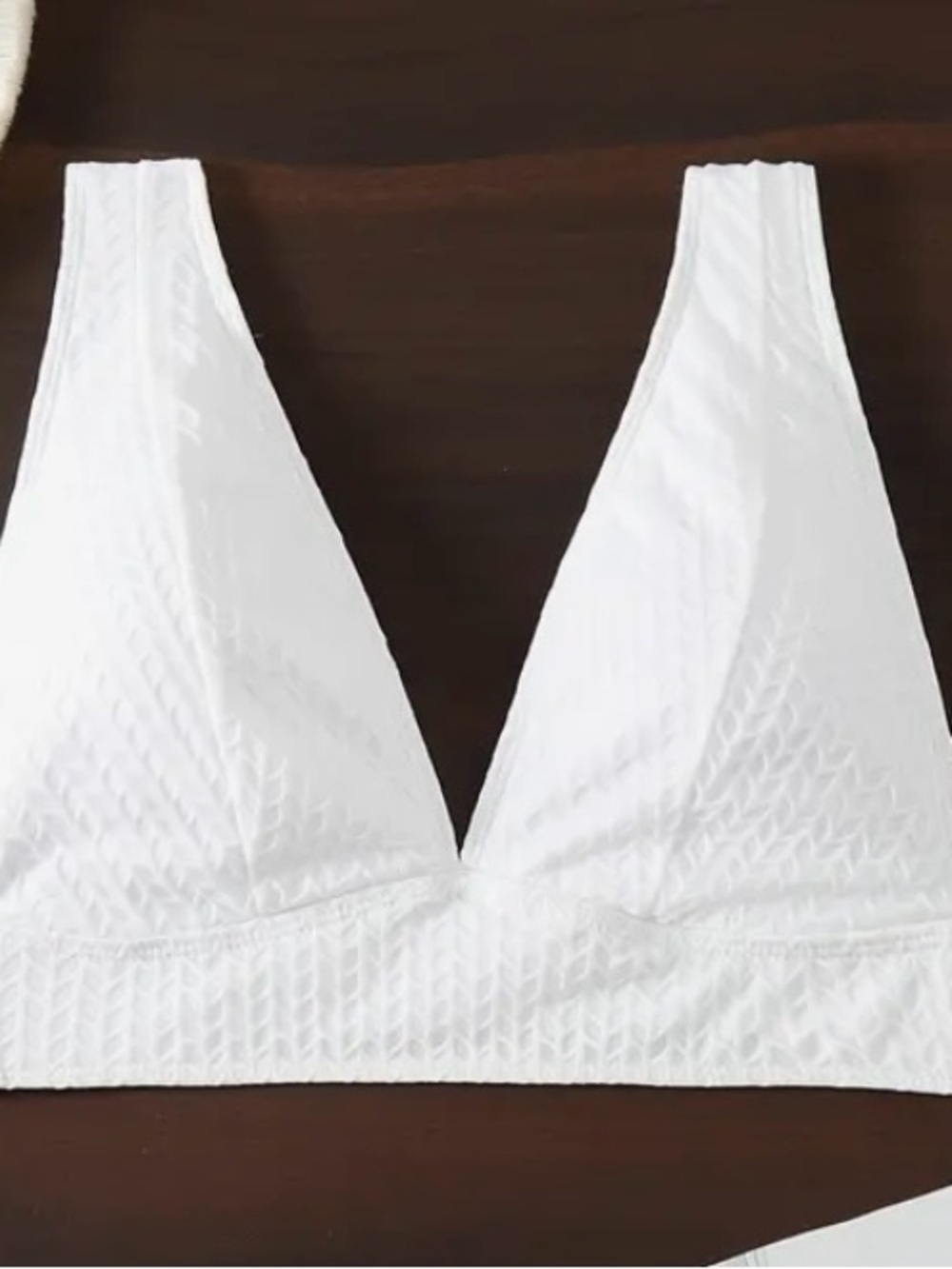 White Textured Triangle Bralette - Women Intimates & Sleepwear